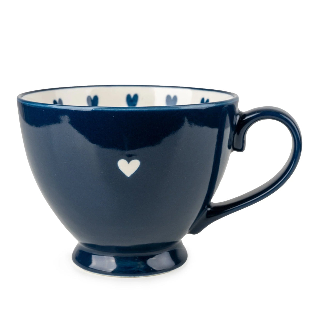 Ceramic Blue Heart Footed Mug
