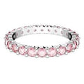 Swarovski Matrix Ring Round Cut Pink Rhodium Plated Size 55