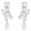 Swarovski Matrix Drop Earrings Mixed Cuts White Rhodium Plated