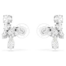Swarovski Matrix Clip Earrings Mixed Cuts White Rhodium Plated