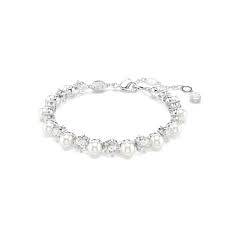 Swarovski Matrix Tennis Bracelet Crystal Pearl Round Cut White Rhodium Plated