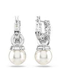 Swarovski Matrix Drop Earrings Crystal Pearl Round Cut White Rhodium Plated