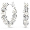 Swarovski Matrix Drop Earrings Crystal Pearl Round Cut White Rhodium Plated