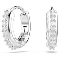 Swarovski Matrix Hoop Earrings Round Cut White Rhodium Plated