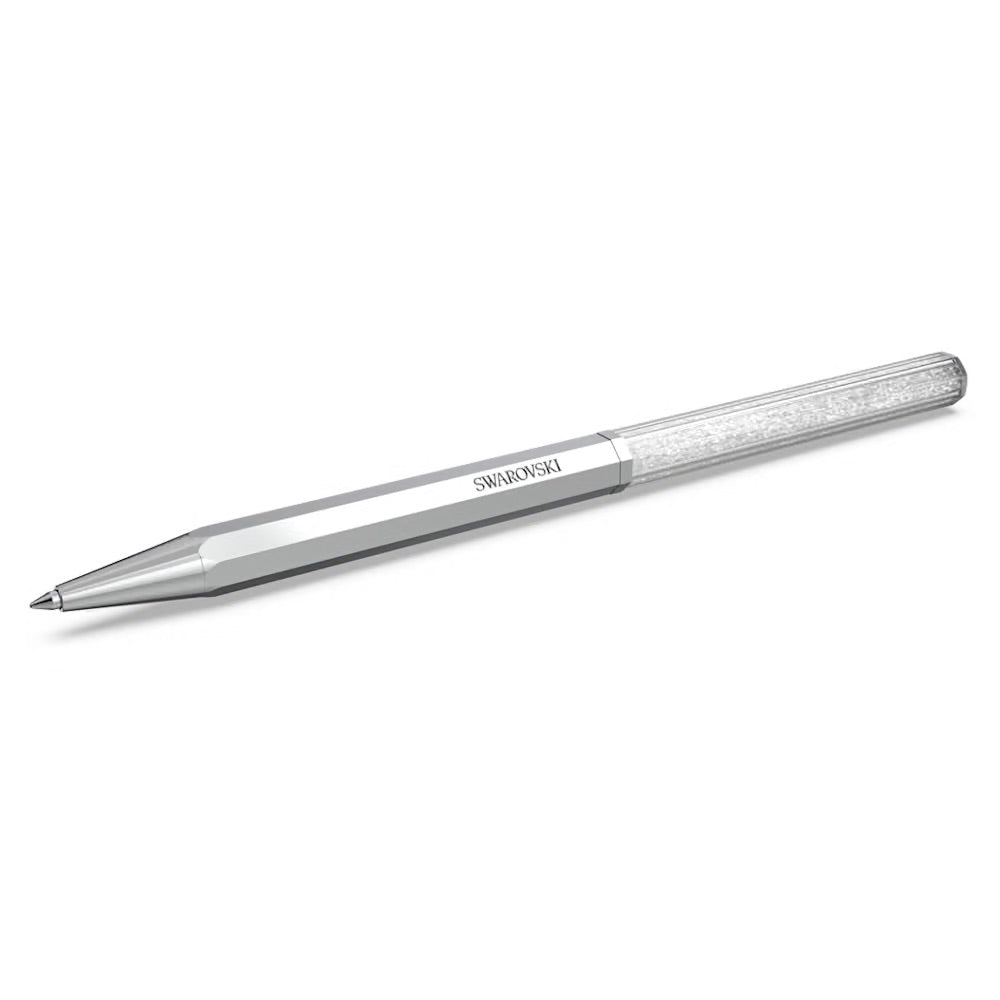 Swarovski Crystalline Ballpoint Pen Octagon Shape Silver Tone Chrome Plated