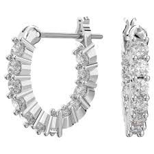 Swarovski Matrix Vittore Hoop Earrings Round Cut White Rhodium Plated
