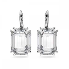 Swarovski Millenia Drop Earrings Octagon Cut White Rhodium Plated