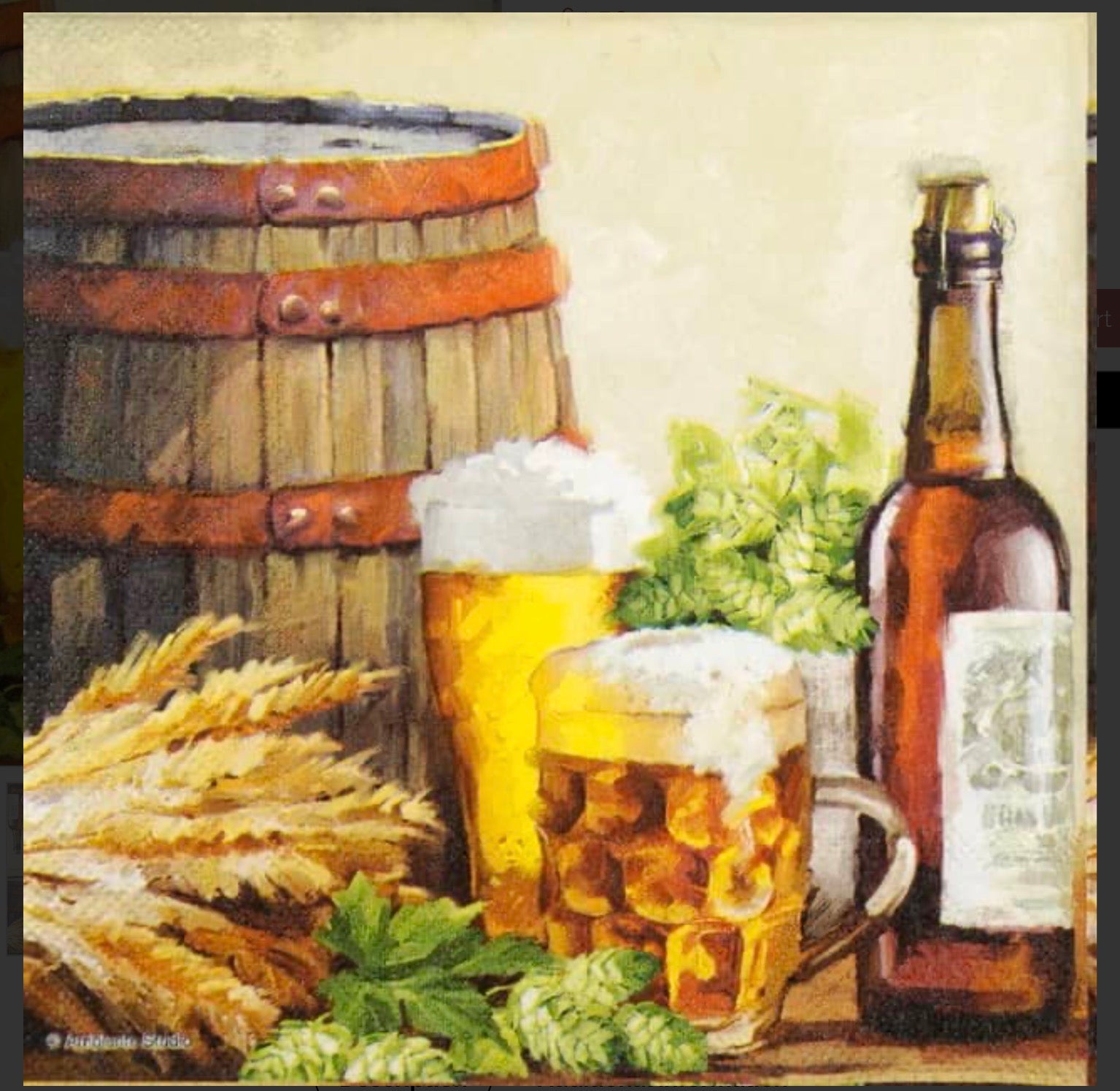 Ambiente Cocktail Napkins Beer and Hops 25x25cm