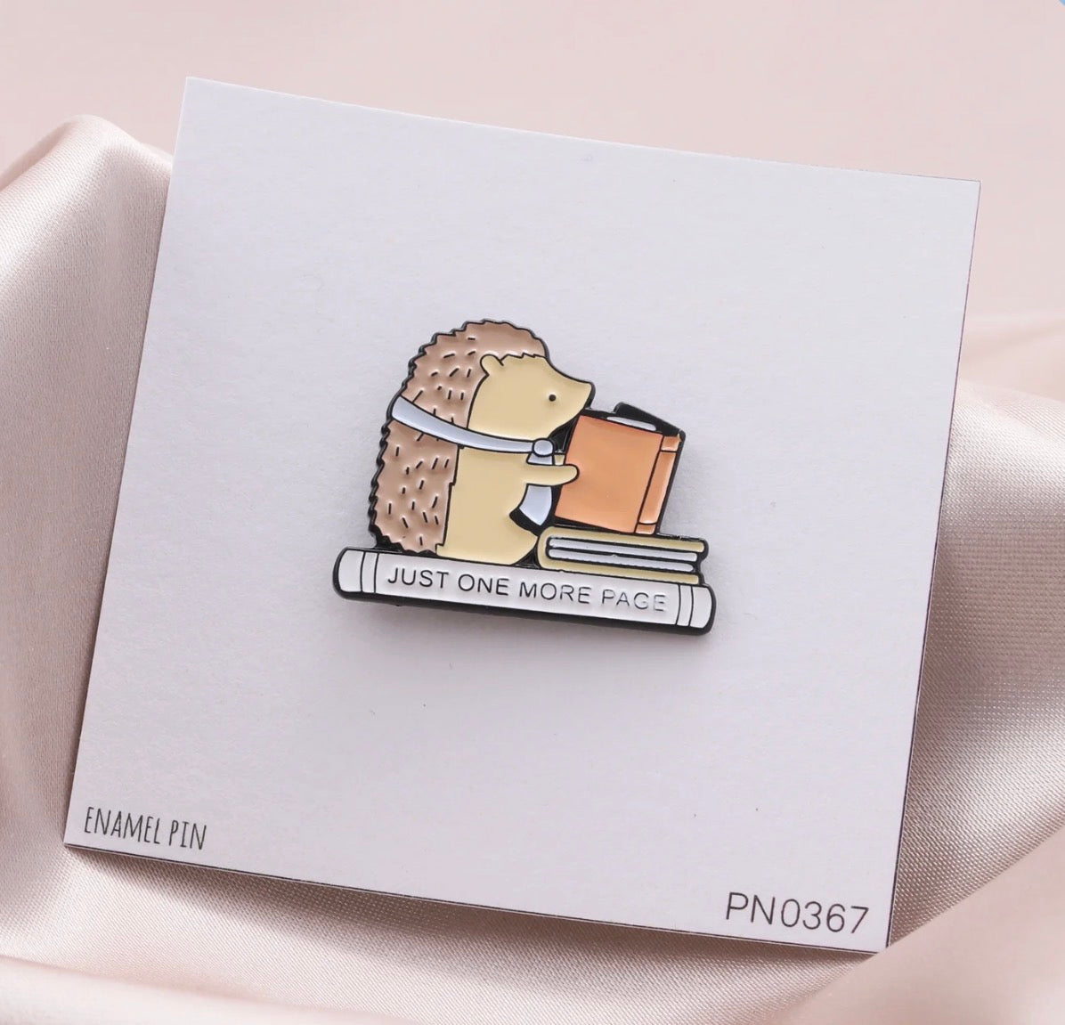 Attic Creations Just One More Page Reading Hedgehog Enamel Pin