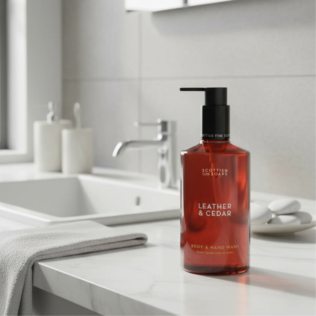 Scottish Fine Soaps Leather And Cedar Body And Hand Wash 300ml