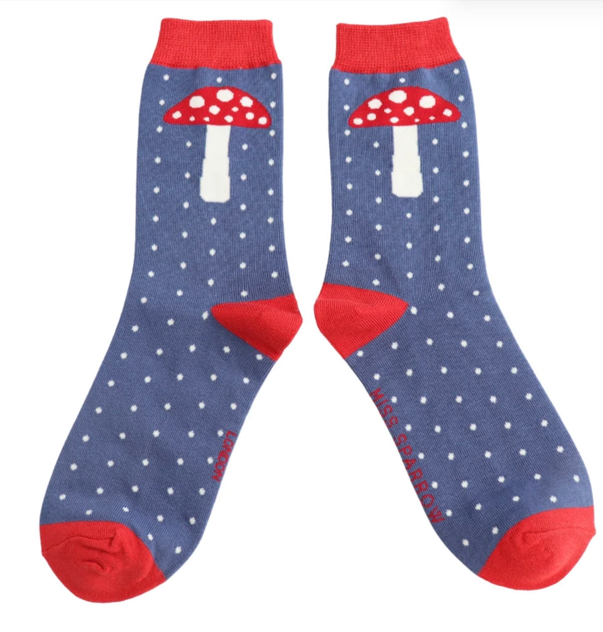Miss Sparrow Dotted Toadstool Socks Denim