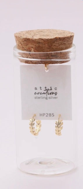 Attic Creations Laurel Wreath Hoop Earrings Gold