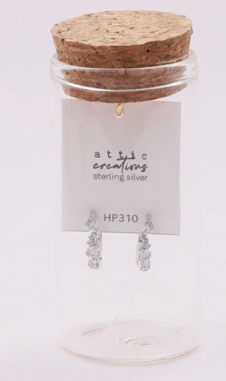 Attic Creations Oval & Round Gemstone Trail Hoop Earrings Silver