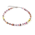 Coeur De Lion Ladies GeoCUBE Iconic Necklace Silver Pink/Yellow