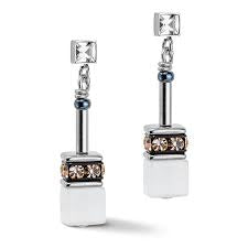 Coeur De Lion Ladies GeoCUBE Iconic Peach Monochrome Earrings