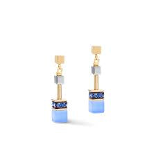 Coeur De Lion Ladies GeoCUBE Earrings Blue-Gold