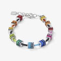 Coeur De Lion Ladies GeoCUBE Bracelet Pink & Multicolour Rhinestone