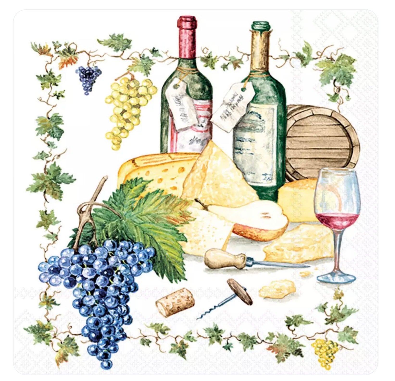 Ambiente Paper Napkins Wine and Cheese 33x33cm