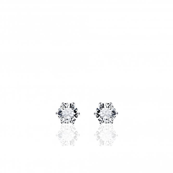 Gisser 6mm Sterling Silver CZ Earrings