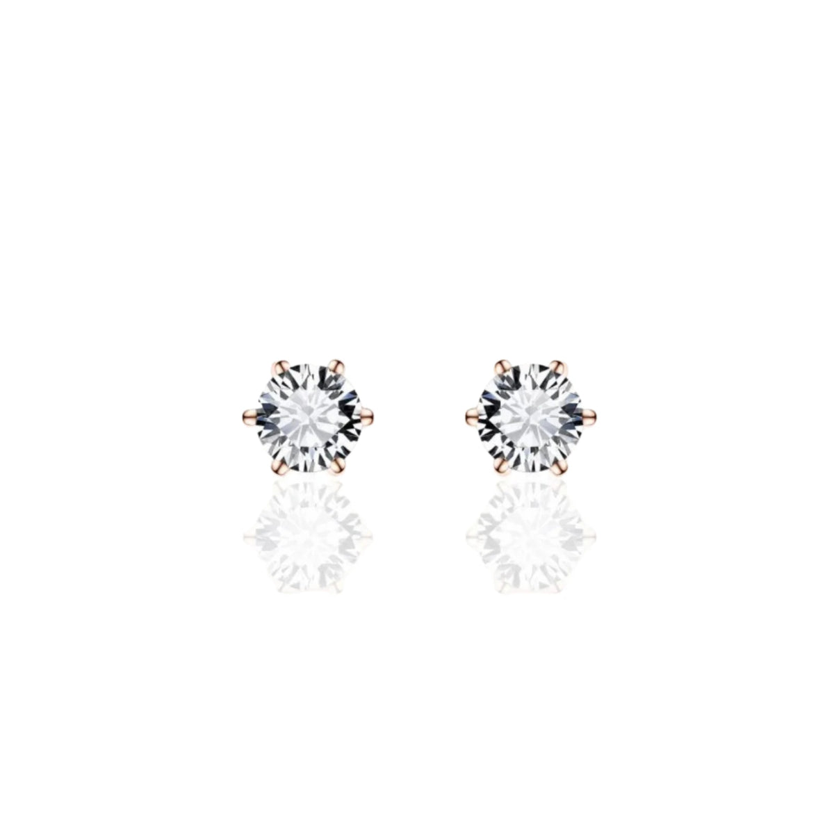 Gisser Rose Gold 5mm Earrings CZ