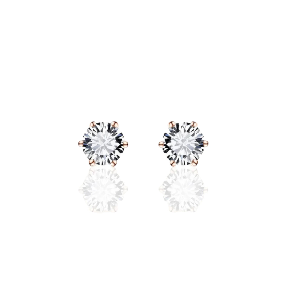 Gisser Rose Gold 6mm CZ Earrings