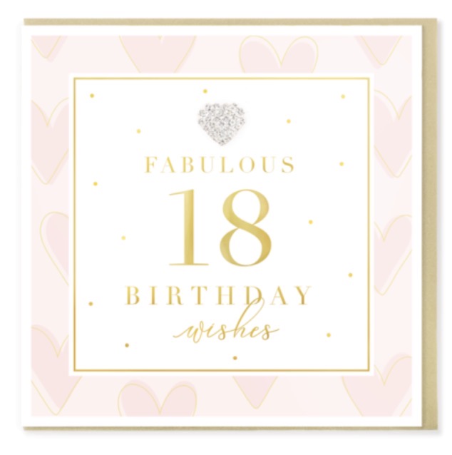 Heart Designs Mad Dots Fabulous 18 Birthday Wishes Greetings Card