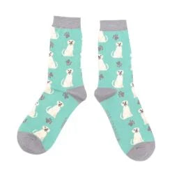 Miss Sparrow Happy Labradors Socks Mint