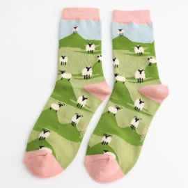 Miss Sparrow Highland Sheep Socks Duck Egg
