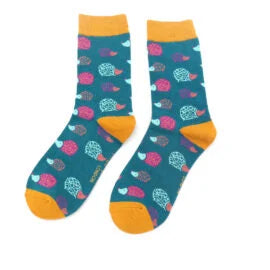 Miss Sparrow Hedgehogs Socks Teal