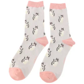 Miss Sparrow Cool Cats Socks Silver
