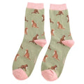 Miss Sparrow Tabby Cats Socks Olive