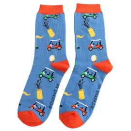 Mr Sparrow Gone Golfing Socks Dark Blue