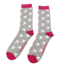 Mr Heron Airplanes Socks Grey