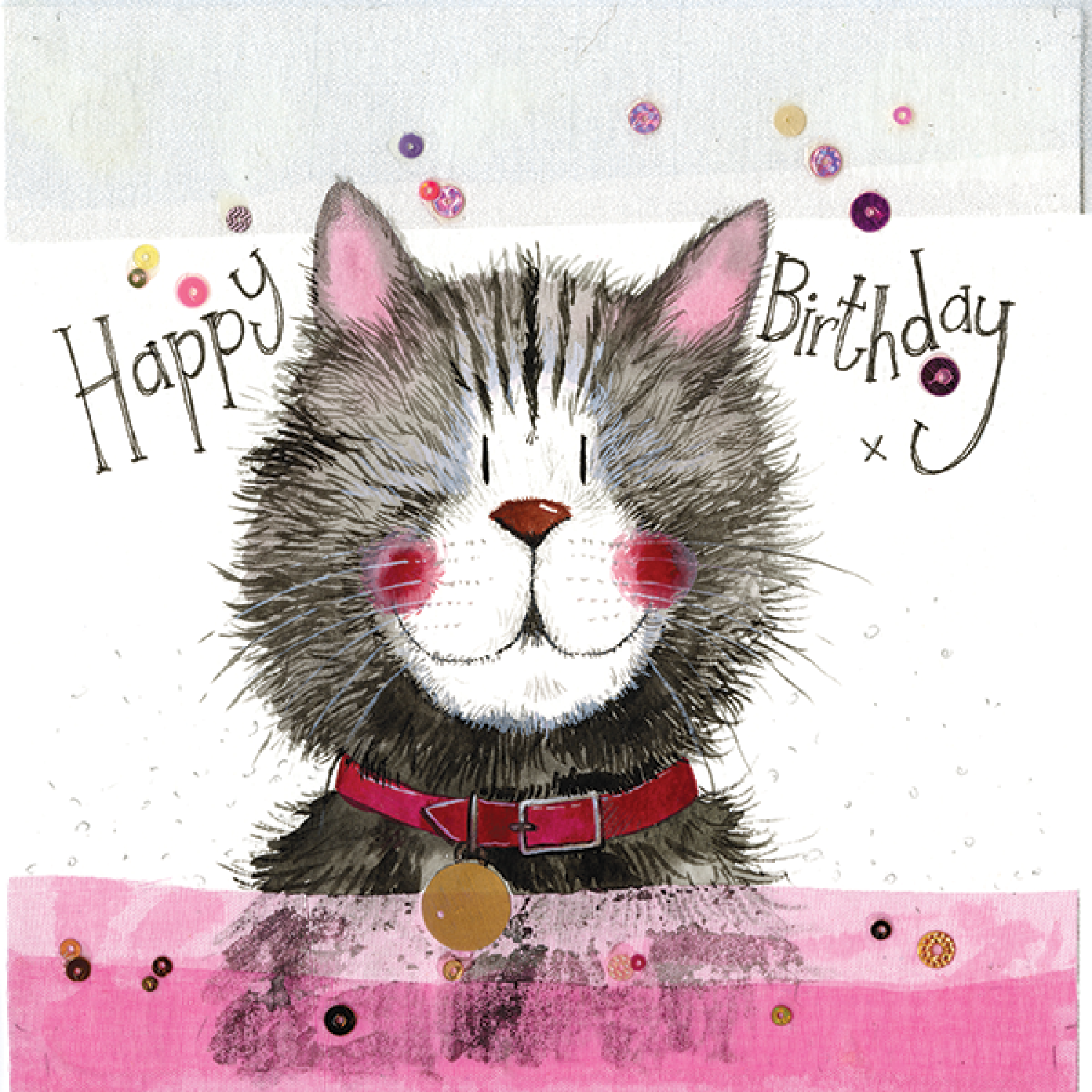 Alex Clark Cat And Collar Birthday Card