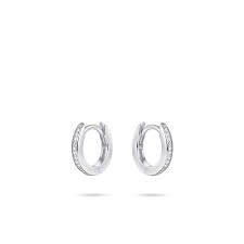 Gisser 12mm Sterling Silver CZ Hoop Earrings