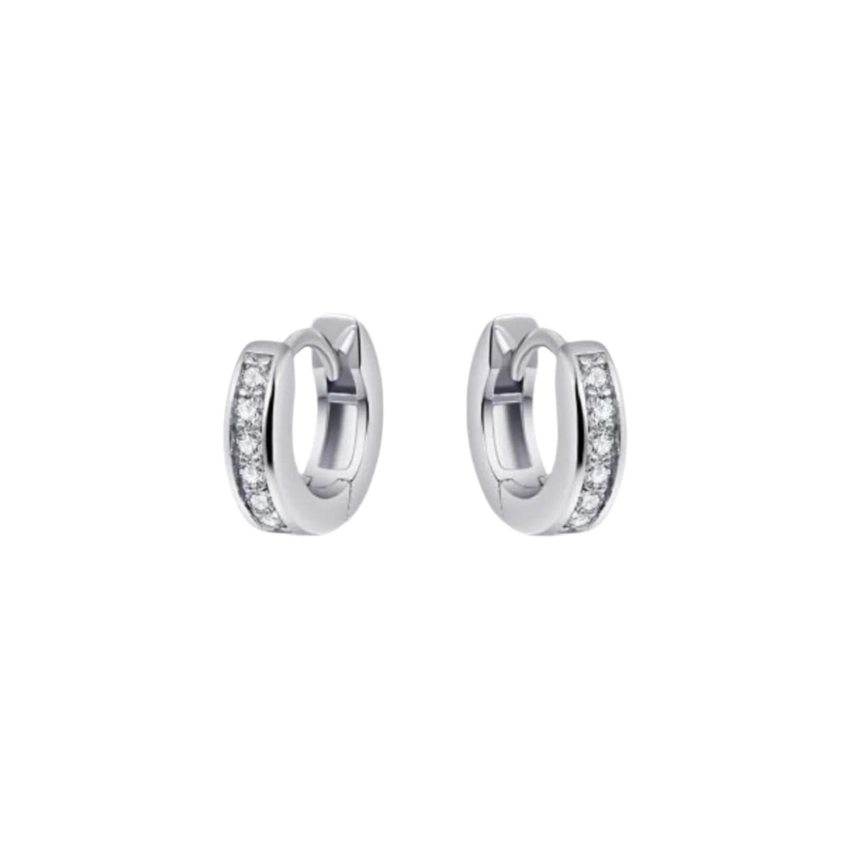 Gisser 12mm Sterling Silver CZ Hoop Earrings