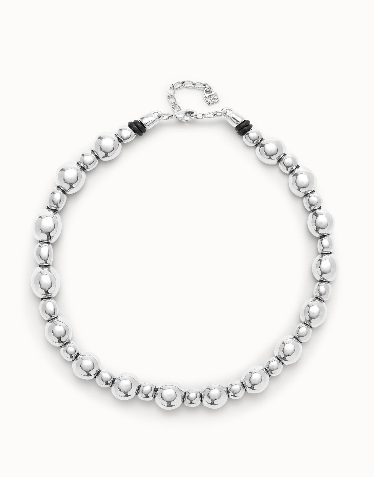 Uno De 50 Ser Intrepida Silver Plated Bead Necklace