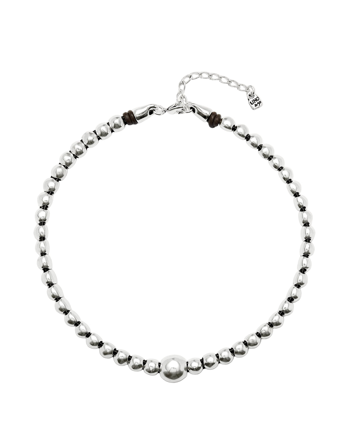 Uno De 50 Ser Intrepida Silver Plated Bead Necklace