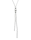 Uno De 50 Ser Intrepida Long Silver Plated Bead Necklace with 3 Larger Central Beads