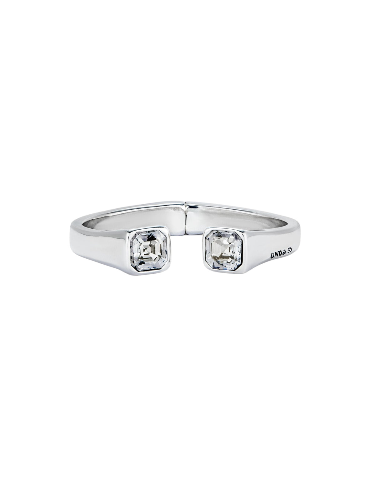Uno de 50 Sterling Silver Plated Cuff Bracelet With White Crystal