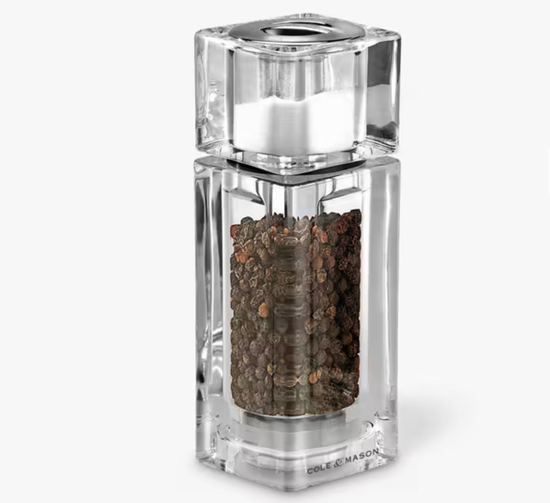 Cole and Mason Cube 2-In-1 Salt & Pepper Mill, Clear