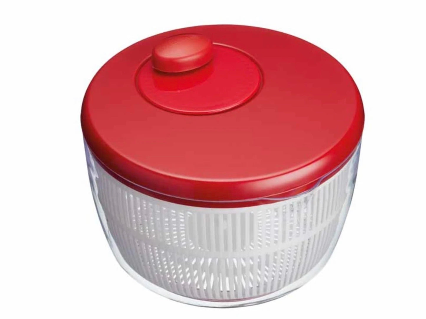 Farberware Fresh Divided Red Salad Spinner, Salad Bowl with Lid, Plastic, 24.5 cm