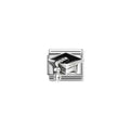 Composable Classic Symbols in stainless steel, enamel and 925 Sterling silver Black Graduation hat