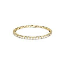 Swarovski Matrix Tennis Bracelet Round Cut White Gold-Tone Plated Large