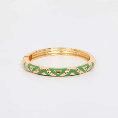 Loxley Lane Bangle Hinged Enamel Detail Green