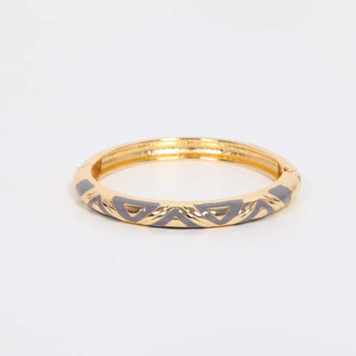 Loxley Lane Bangle Hinged Enamel Detail Grey