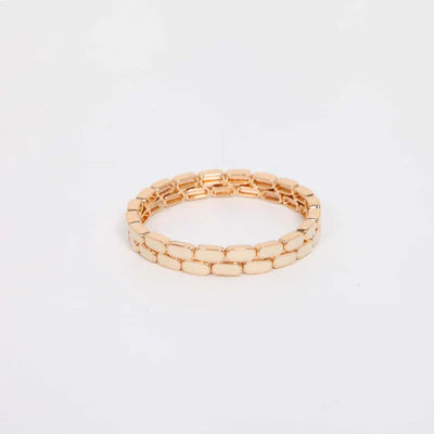 Loxley Lane Elasticated Enamel Tile Bracelet Ivory