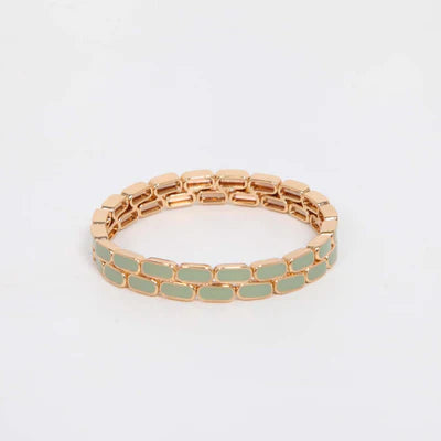 Loxley Lane Elasticated Enamel Tile Bracelet Sage