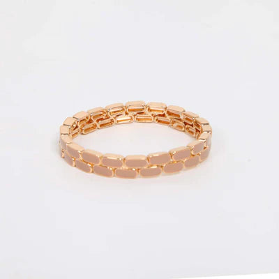 Loxley Lane Elasticated Enamel Tile Bracelet Burnt Caramel