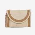 Loxley Lane Summer Straw Fully Lined Clutch With Wrist Strap Cream